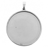 Fornituras Acero Inox engaste/colgante para cabuch&oacute;n 35mm plata vieja