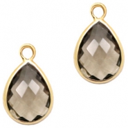 Colgantes de cristal gota 11x7mm greige-dorado