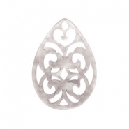 Colgantes de resina gota barok 38x27mm Gris arena