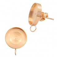 Pendientes base Polaris acero inox (con anilla vertical) y engaste para cabuch&oacute;n 7mm/Swarovski SS34 Oro rosado