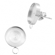 Pendientes base Polaris acero inox (con anilla horizontal) y engaste para cabuch&oacute;n 7mm/Swarovski SS34 Plateado