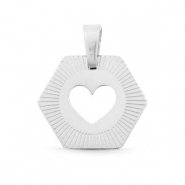 Colgantes Acero Inox hexágon heart Mix&Match Plata