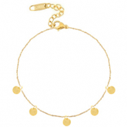 Pulseras tobillera acero inox monedas Dorado
