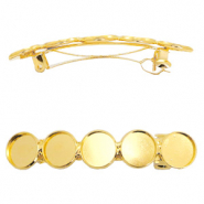 Pasador clip metálico con engastes para 5 cabuchones 12mm Dorado