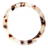 Colgantes de resina redondo 35mm Marrón mixto beige