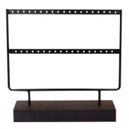 Expositor de joyer&iacute;a para pendientes con 2 hileras y base de madera Negro-marr&oacute;n oscuro