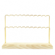 Expositor de Joyer&iacute;a para pendientes con 2 hileras Madera natural - dorada