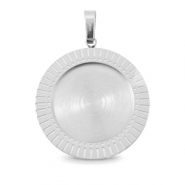 Colgantes Polaris Acero Inox con engaste para cabuchón 20mm Plateado