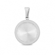 Colgantes Polaris Acero Inox con engaste para cabuchón 12mm Plateado