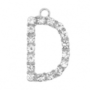 Colgantes metálicos Basic Quality strass letra D Plata vieja