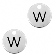 Colgantes metálicos DQ letra W Plata vieja (sin níquel)