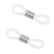 Fornituras acero inox goma para gafas Transparante-Plateado