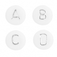 Abalorios letras acr&iacute;lico mix Blanco-plata