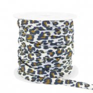 Cinta el&aacute;stica cosida leopardo Blanco-marr&oacute;n