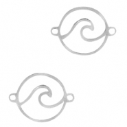 Colgante entrepieza de acero inox olas Plateado