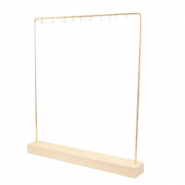 Expositor de Joyer&iacute;a para collares y base de madera Natural-dorado