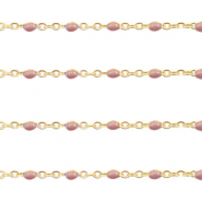 Fornituras Acero Inox cadena jasseron 1mm Marrón piedra arenisca-dorado