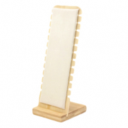 Expositor de Joyer&iacute;a en Bamb&uacute; con terciopelo para pulseras Natural-blanco