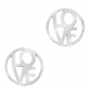Colgantes/entrepieza Acero Inox "LOVE" Plateado