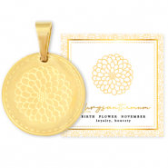 Mix & Match colgantes Acero Inox 15mm Flor de nacimiento Noviembre-Crisantemo Dorado