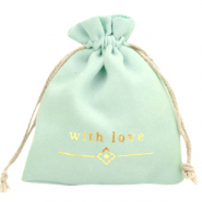 Bolso de joyer&iacute;a "with love" Verde menta-dorado