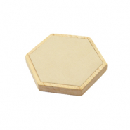 Expositor de Joyer&iacute;a hex&aacute;gono en madera y ante de imitaci&oacute;n para varias joyer&iacute;a Natural-beige