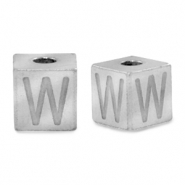 Abalorios Acero Inox letra W Plateado