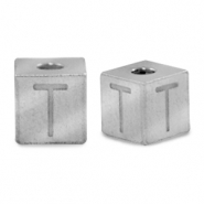 Abalorios Acero Inox letra T Plateado