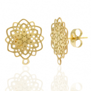 Pendientes Acero Inox flor bohemia con anilla Dorado