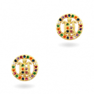 Elementos en lat&oacute;n con zirkonia arco&iacute;ris tortuga Dorado