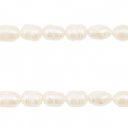 BQ Perlas de agua dulce grano de arroz 8x6mm Blanco natural