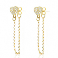 Metal TQ lat&oacute;n pendiente coraz&oacute;n con cadena Dorado-cristal