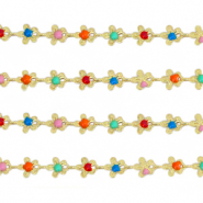 Metal TQ lat&oacute;n cadena jasseron flores Dorado-Multicolore