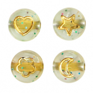 Abalorios letras acrílicas mezcla de iconos Brillante transparente-dorado