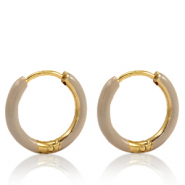 Pendientes Acero Inox criolla esmalte 17mm Beige country-dorado