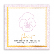 Tarjetas para joyer&iacute;a Flor de nacimiento Febrero-Violeta Lila rosa