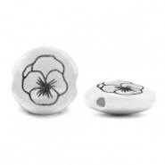 Abalorios met&aacute;licos DQ Flor de nacimiento Febrero-Violeta Plata vieja (sin n&iacute;quel)