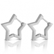 Pendientes Acero Inox estrella Plateado