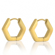Pendientes Acero Inox hex&aacute;gono Dorado