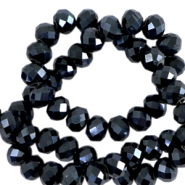 Abalorios faceteados disco 6x4 mm Negro-revestimiento pearl shine