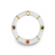 Metal TQ lat&oacute;n colgantes entrepieza zirconia Dorado-blanco