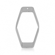 Colgantes metálicos DQ hexágono Plata vieja (sin níquel)