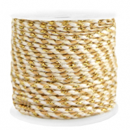 Cord&oacute;n trenzado trendy 2mm Dorado-blanco