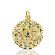 Metal TQ lat&oacute;n colgante luna y estrella Dorado