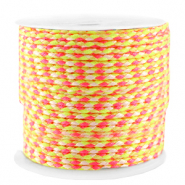 Cordón trenzado trendy 2mm Amarillo néon-rosa