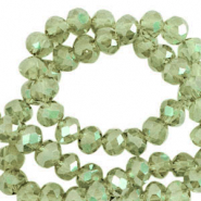 Abalorios faceteados disco 8x6 mm Verde vi&ntilde;edo-revestimiento pearl shine