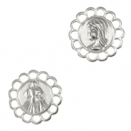 Colgantes met&aacute;licos DQ entrepieza Jes&uacute;s y Mar&iacute;a Plata vieja (sin n&iacute;quel)