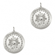 Colgantes metálicos DQ flor Plata vieja (sin níquel)