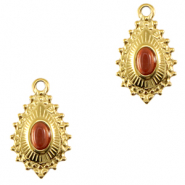 Colgantes Acero Inox gota con piedra natural Dorado-rojo Gran Cañón