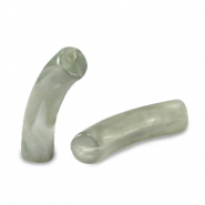 Abalorios acr&iacute;licos tubo M&aacute;rmol greige